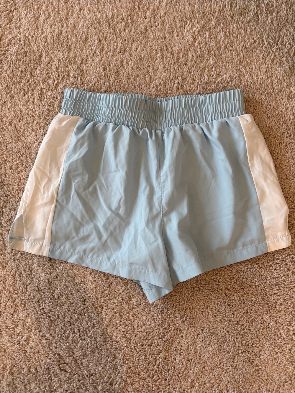 SHEIN Light Blue Athletic Shorts with White Side Panels